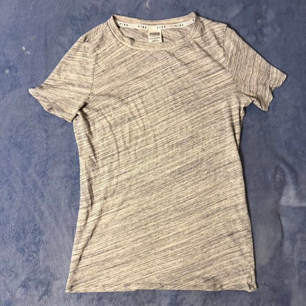 Victoria's Secret PINK grey & white striped short sleeve top women‎ size xs